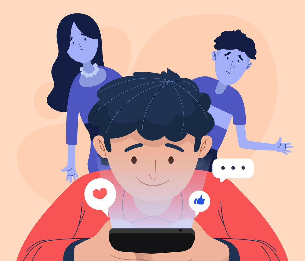 Overuse of screens leading to dependence and mental strain.