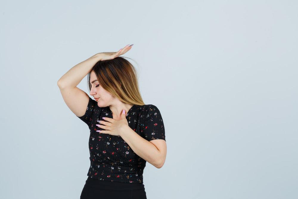 A woman has a body odour