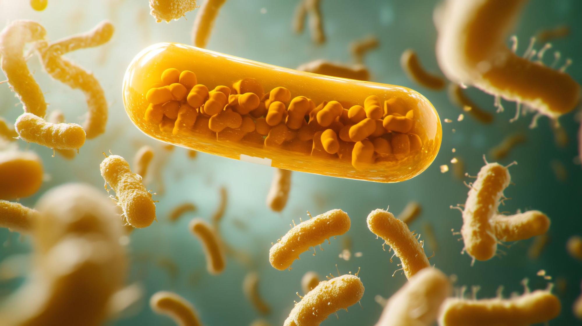 Probiotic capsule containing live bacteria strains for gut health