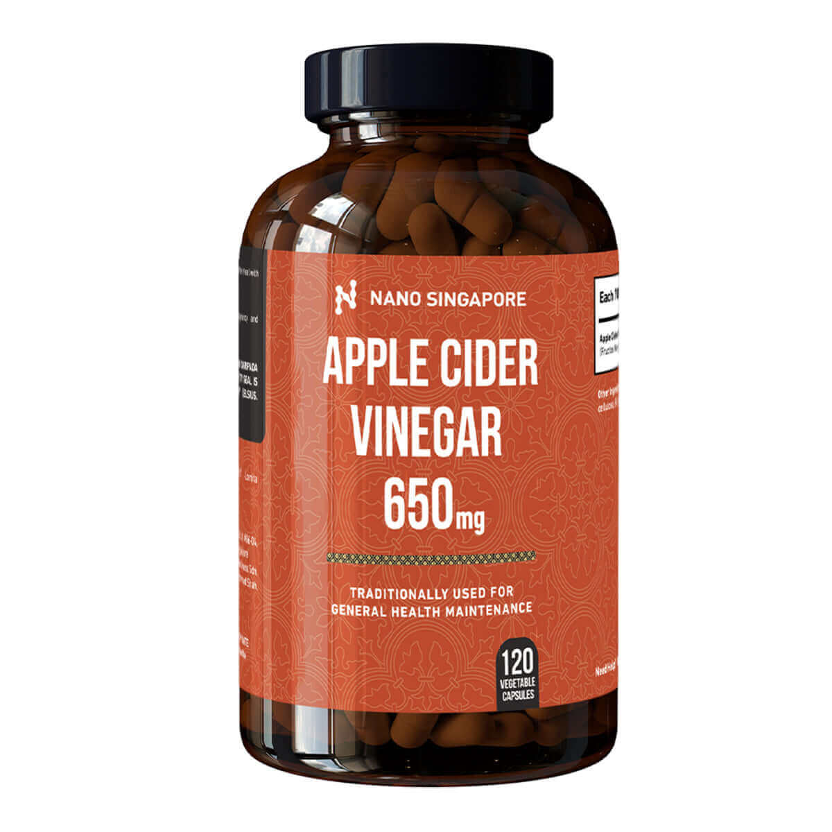 Nano Singapore Apple Cider Vinegar - Front Bottle with Plain Background