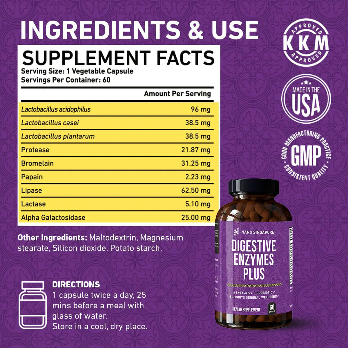 Digestive Enzymes Formula - 60 CT | Digestive Wellness Nano Singapore