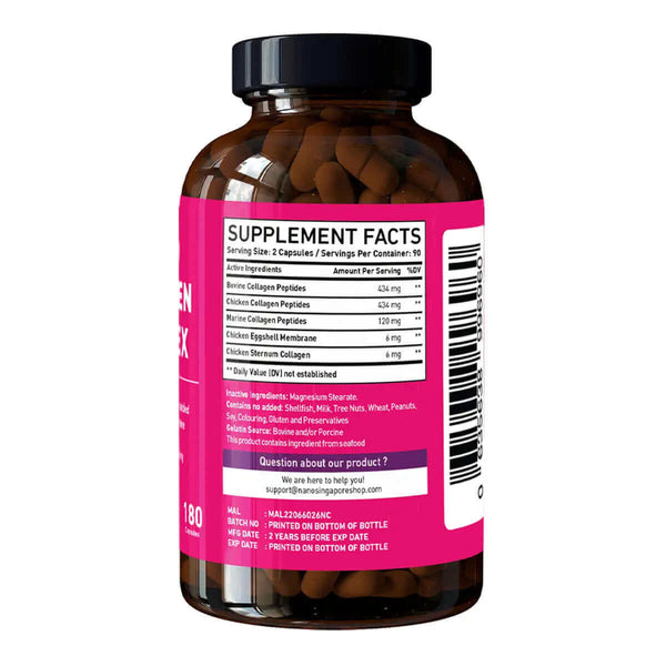 Nano Collagen Complex - 180 CT | Collagen Type 1, 2, 3, 5 & 10 Nano Singapore