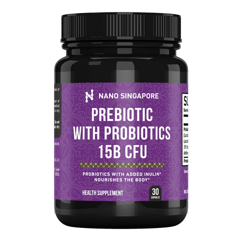 Nano Singapore Prebiotic with Probiotic 15B CFU - Front Bottle with Plain Background